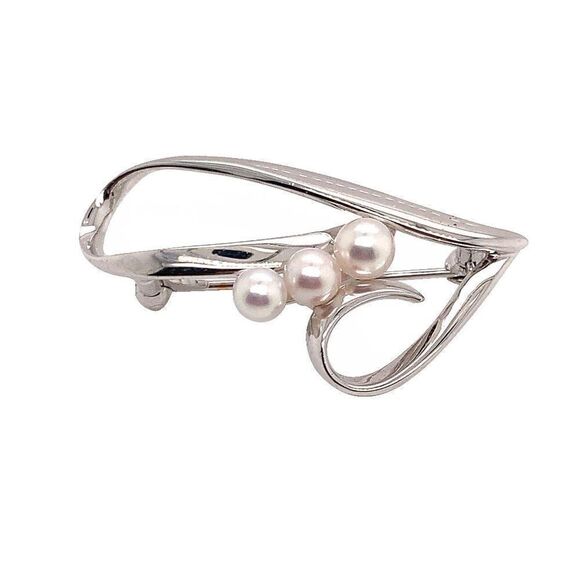 Mikimoto Estate Pin Brooch Sterling Silver 3.14 Gr 4.55 mm M153 - Picture 1 of 11